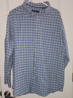Daniel Cremieux 2XB Blue and Light Green Gingham Button-Down Shirt